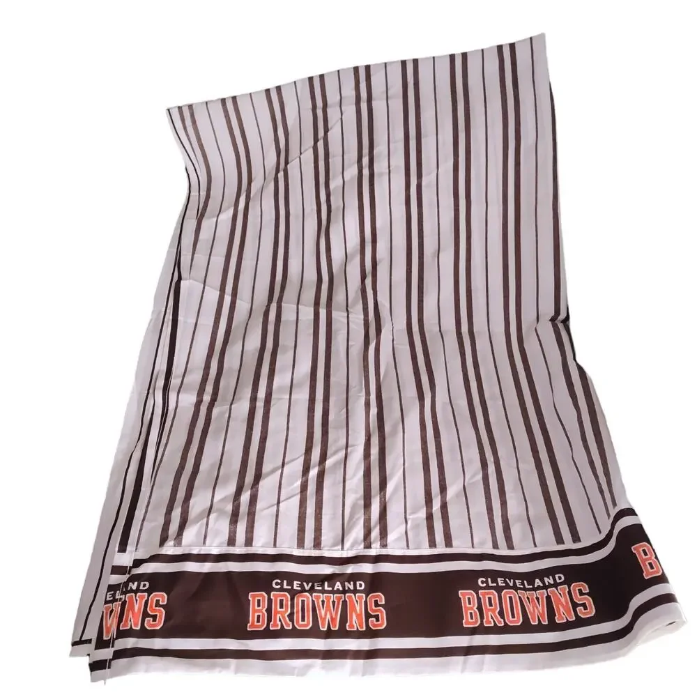 Vintage Dan River Cleveland Browns Twin Flat Sheet NFL Brown White Percale
